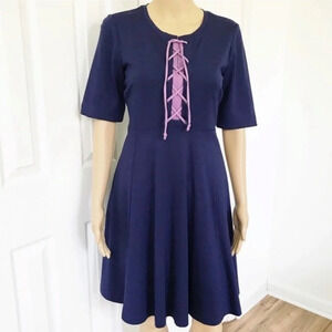 Anthropologie Maeve Renaissance A-line Corset Dress Navy Blue Pockets Size S